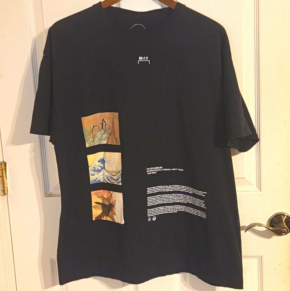 CV Los Angeles Graphic Tee XL Black Japanese Art The Great Wave Hokusai CVLA